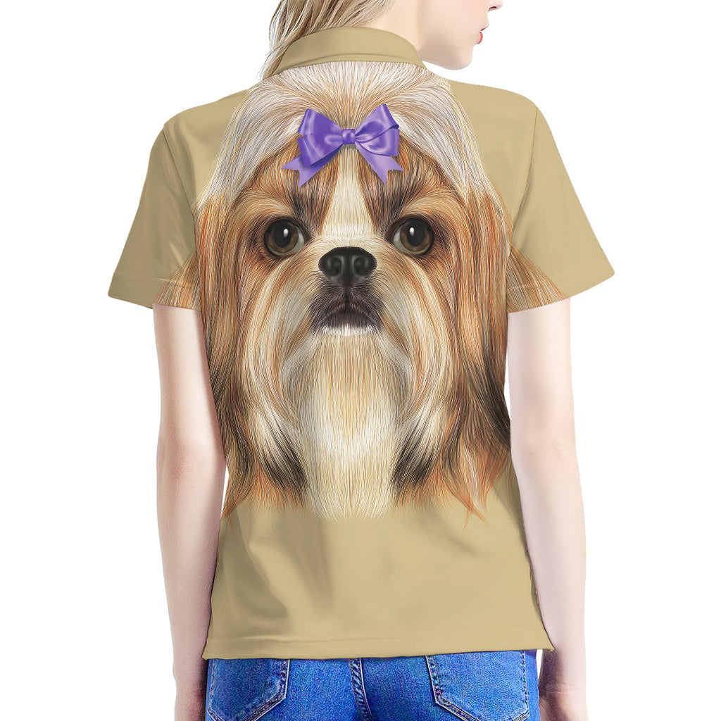 Shih Tzu Portrait Print Women's Polo Shirt