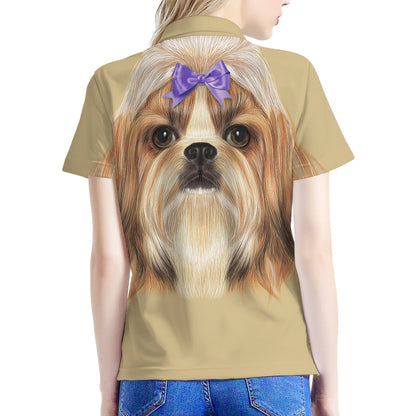 Shih Tzu Portrait Print Women's Polo Shirt