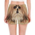 Shih Tzu Portrait Print Women's Split Running Shorts