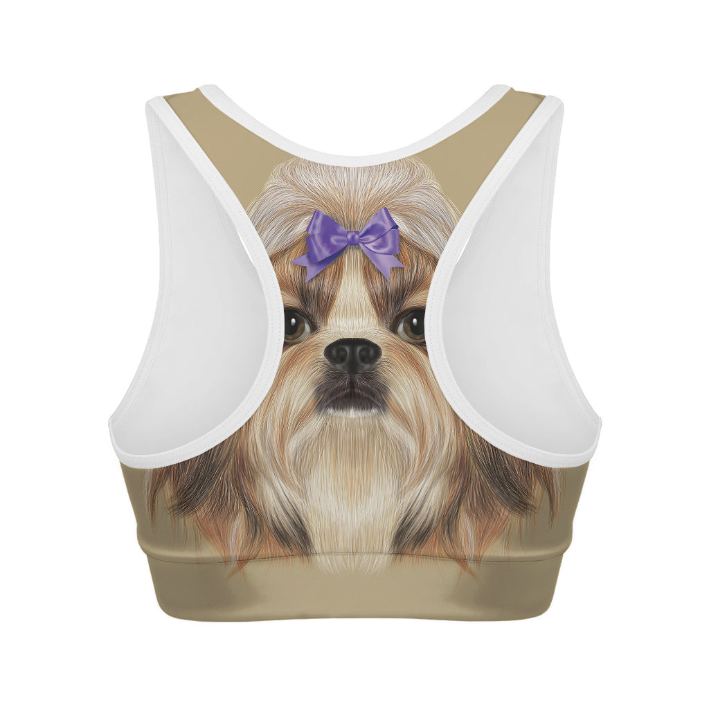 Shih Tzu Portrait Print Women's Sports Bra