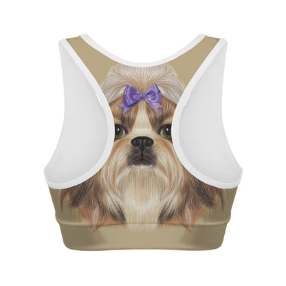 Shih Tzu Portrait Print Women's Sports Bra