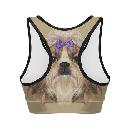 Shih Tzu Portrait Print Women's Sports Bra