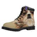 Shih Tzu Portrait Print Padded Collar Lace Up Boots