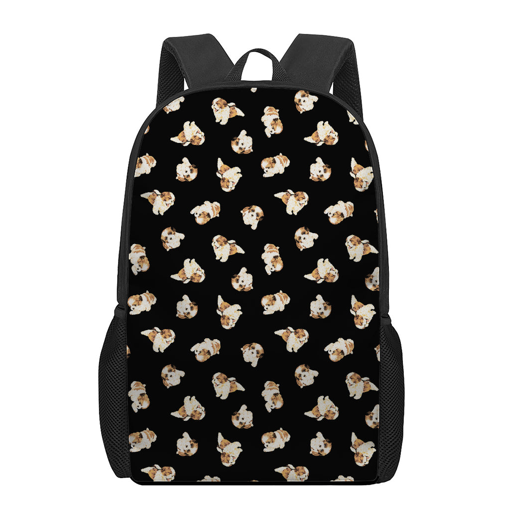 Shih Tzu Puppy Pattern Print 17 Inch Backpack