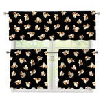 Shih Tzu Puppy Pattern Print 3 Piece Kitchen Curtains