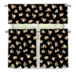 Shih Tzu Puppy Pattern Print 3 Piece Kitchen Curtains