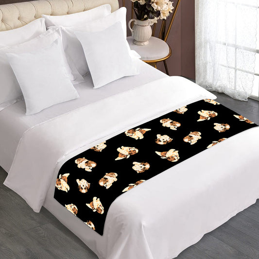 Shih Tzu Puppy Pattern Print Bed Runner