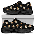Shih Tzu Puppy Pattern Print Black Chunky Shoes