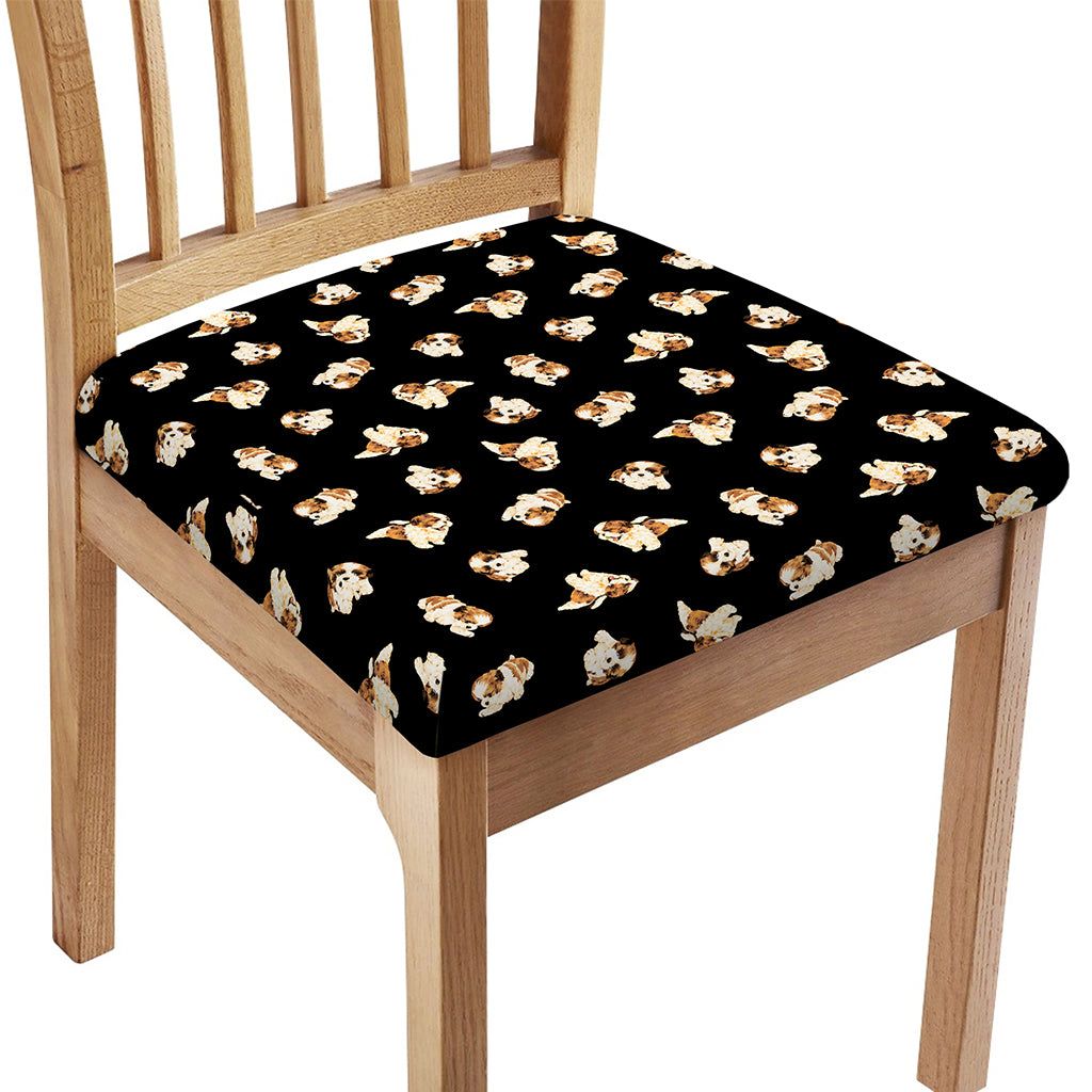 Shih Tzu Puppy Pattern Print Chair Cushion Cover