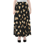 Shih Tzu Puppy Pattern Print Chiffon Maxi Skirt