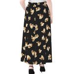 Shih Tzu Puppy Pattern Print Chiffon Maxi Skirt