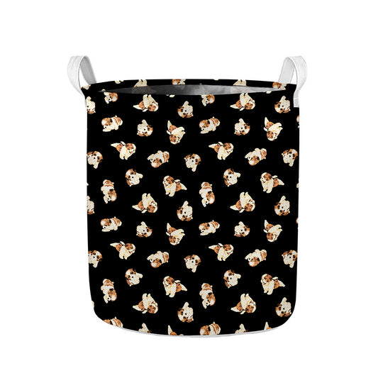 Shih Tzu Puppy Pattern Print Collapsible Laundry Basket