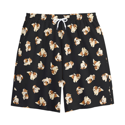 Shih Tzu Puppy Pattern Print Cotton Shorts