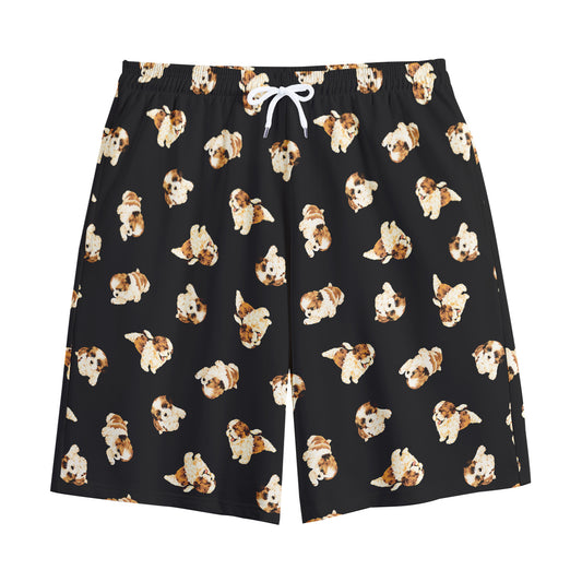 Shih Tzu Puppy Pattern Print Cotton Shorts