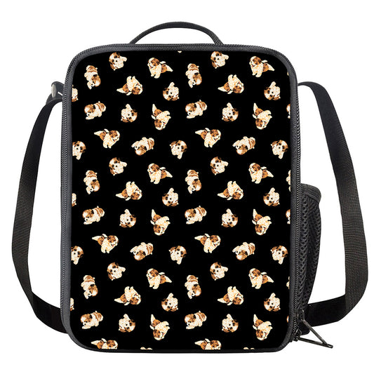 Shih Tzu Puppy Pattern Print Crossbody Lunch Bag