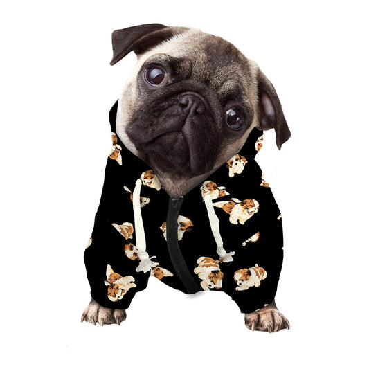 Shih Tzu Puppy Pattern Print Dog Zip Up Hoodie