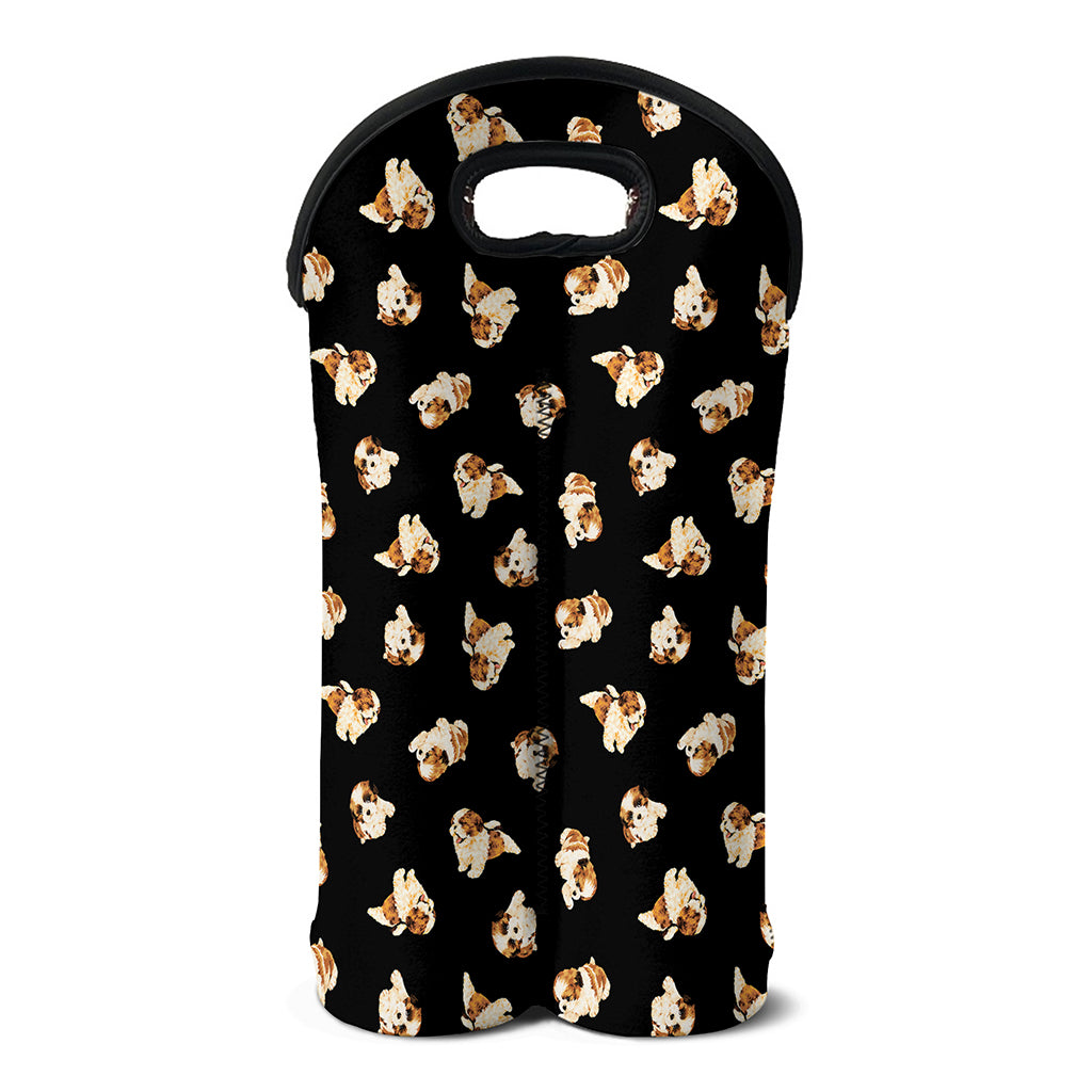 Shih Tzu Puppy Pattern Print Double Neoprene Wine Tote
