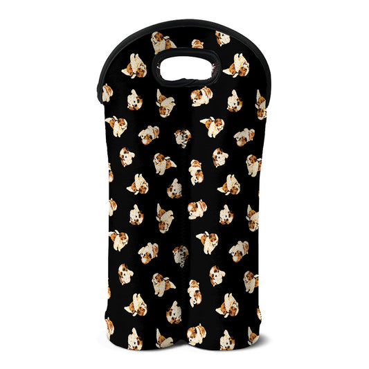 Shih Tzu Puppy Pattern Print Double Neoprene Wine Tote