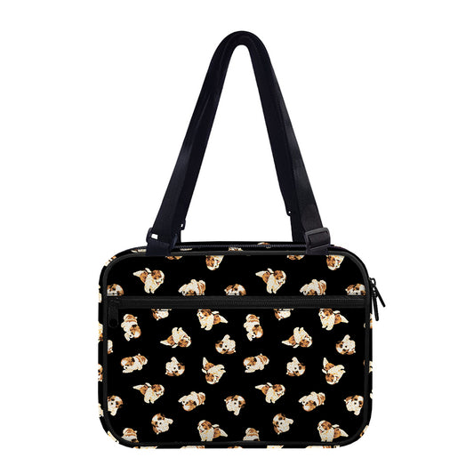 Shih Tzu Puppy Pattern Print Double Strap Bible Bag