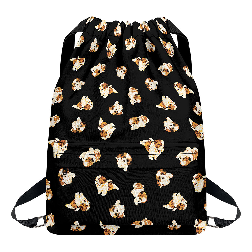 Shih Tzu Puppy Pattern Print Drawstring Backpack