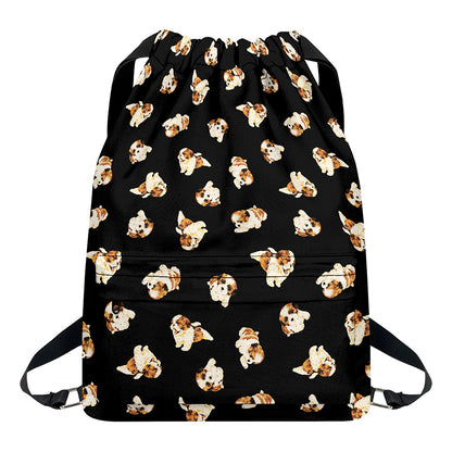 Shih Tzu Puppy Pattern Print Drawstring Backpack