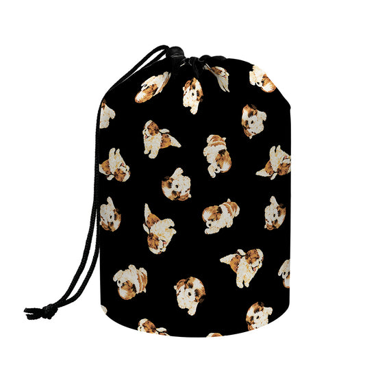 Shih Tzu Puppy Pattern Print Drawstring Makeup Bag