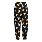 Shih Tzu Puppy Pattern Print Fleece Lined Knit Pants