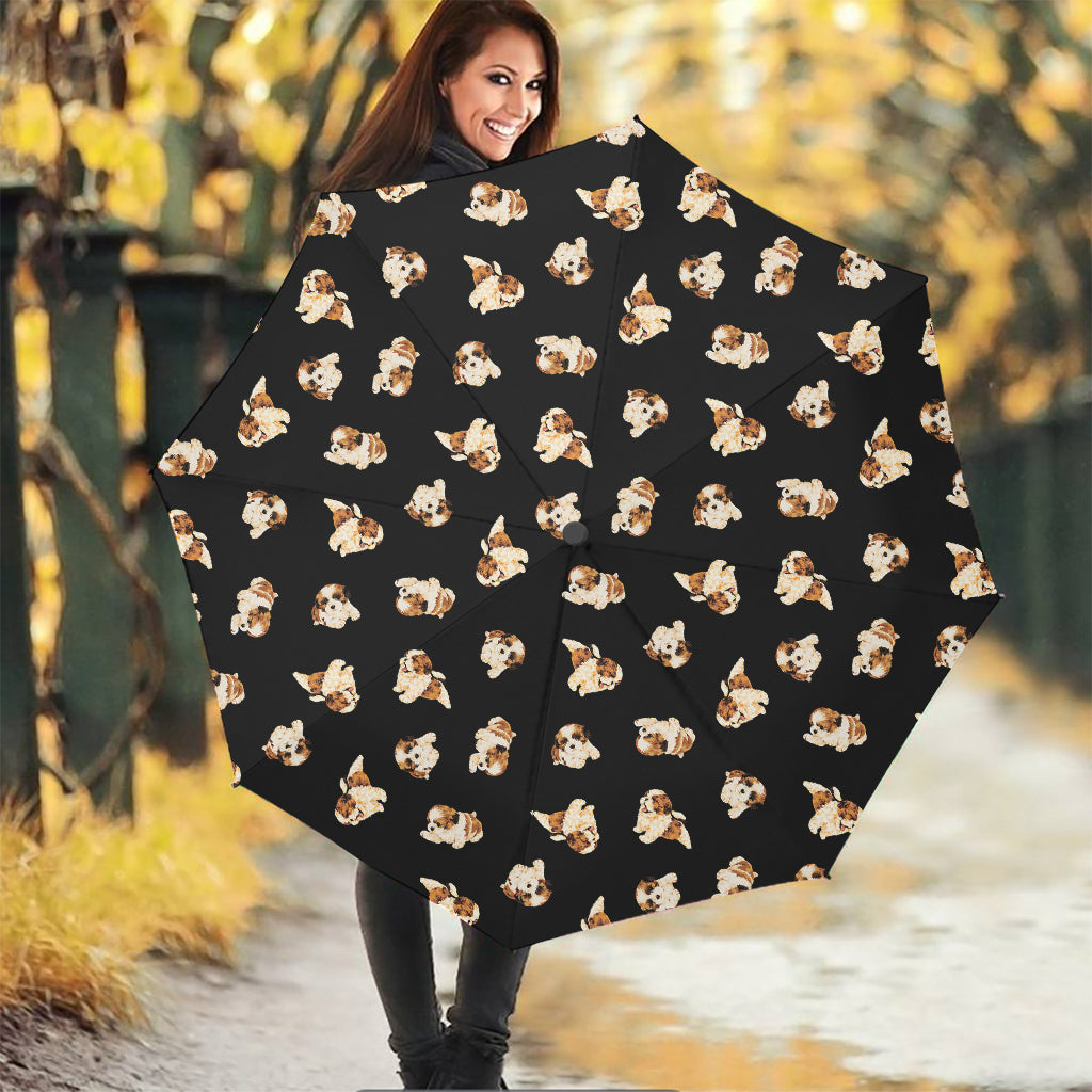 Shih Tzu Puppy Pattern Print Foldable Umbrella