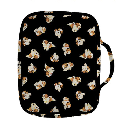 Shih Tzu Puppy Pattern Print Front Pocket Bible Bag