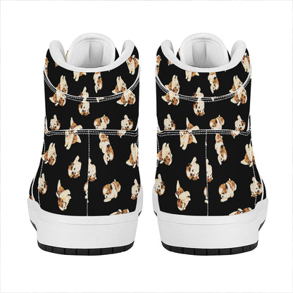 Shih Tzu Puppy Pattern Print High Top Leather Sneakers