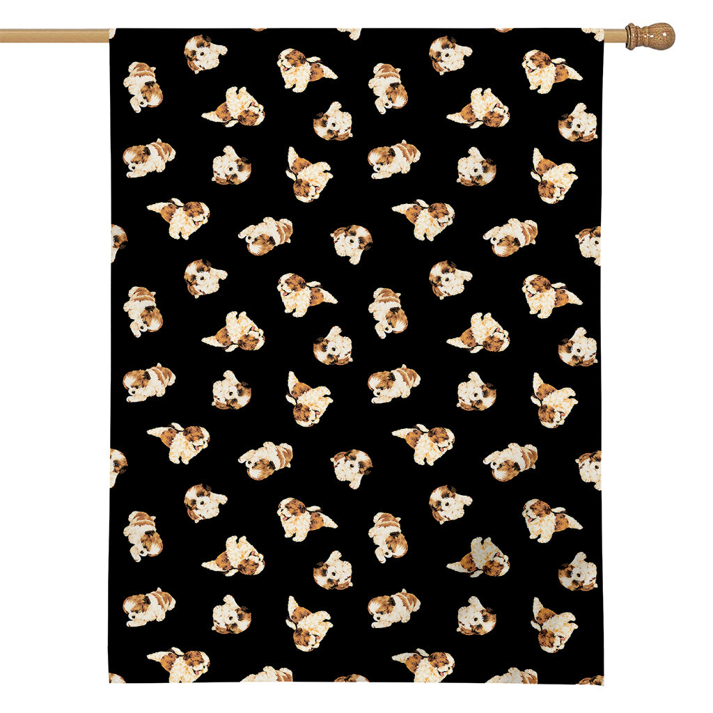 Shih Tzu Puppy Pattern Print House Flag