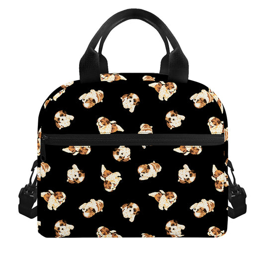 Shih Tzu Puppy Pattern Print Insulated Lunch Bag