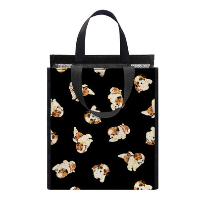 Shih Tzu Puppy Pattern Print Insulated Lunch Tote