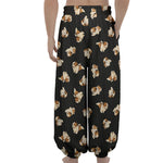 Shih Tzu Puppy Pattern Print Lantern Pants
