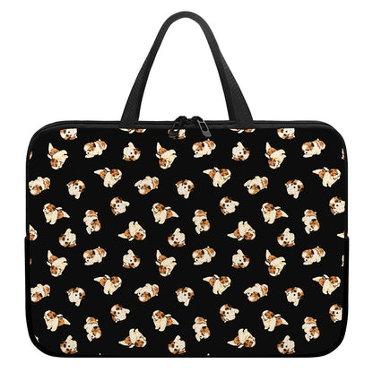 Shih Tzu Puppy Pattern Print Laptop Sleeve With Handle