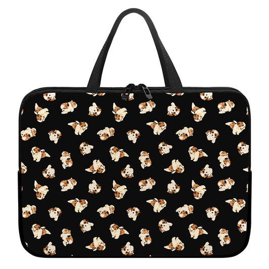 Shih Tzu Puppy Pattern Print Laptop Sleeve With Handle