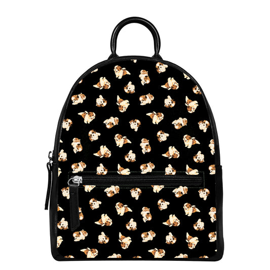 Shih Tzu Puppy Pattern Print Leather Backpack