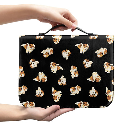Shih Tzu Puppy Pattern Print Leather Bible Cover