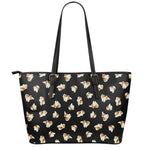 Shih Tzu Puppy Pattern Print Leather Tote Bag