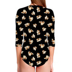 Shih Tzu Puppy Pattern Print Long Sleeve Swimsuit