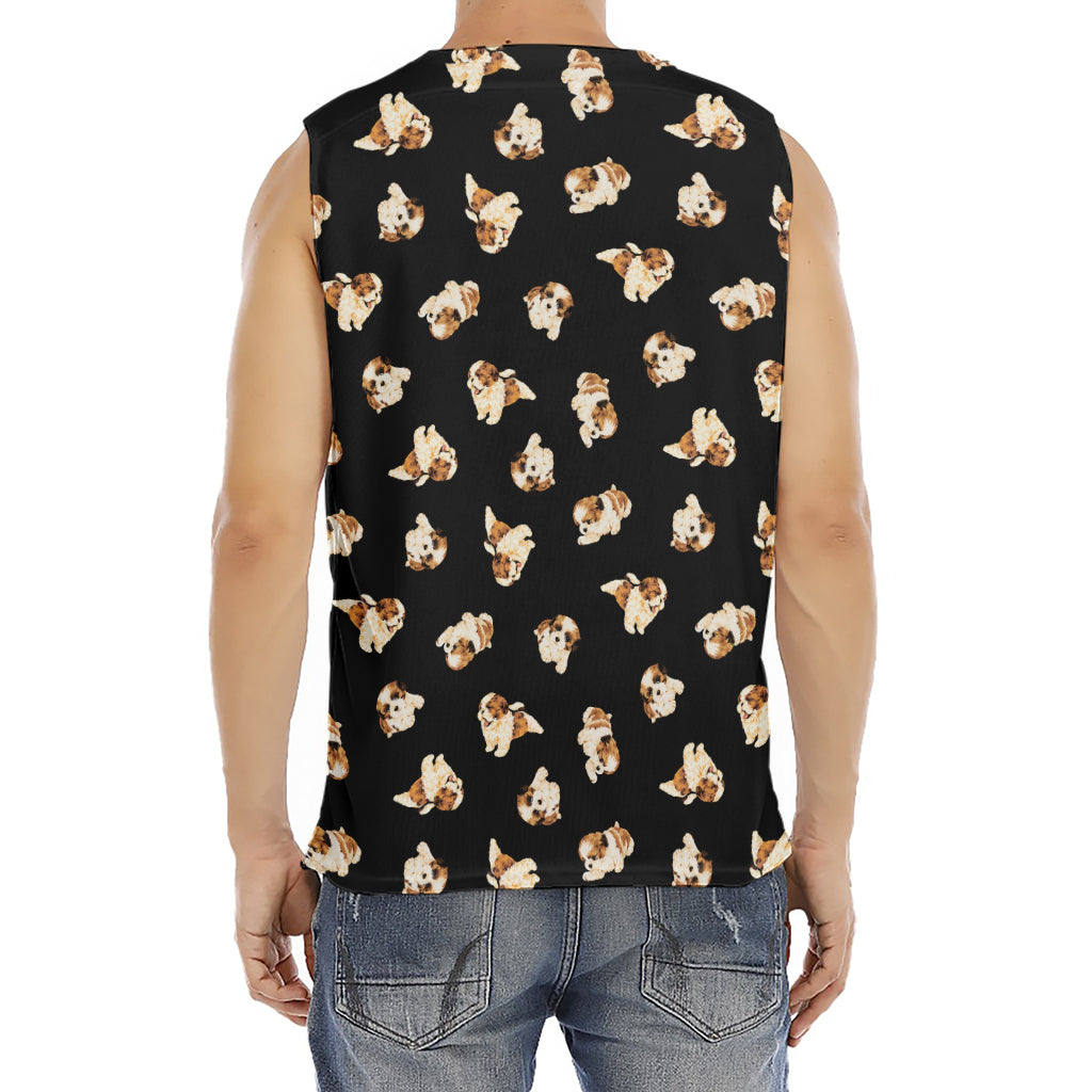 Shih Tzu Puppy Pattern Print Men's Fitness Tank Top