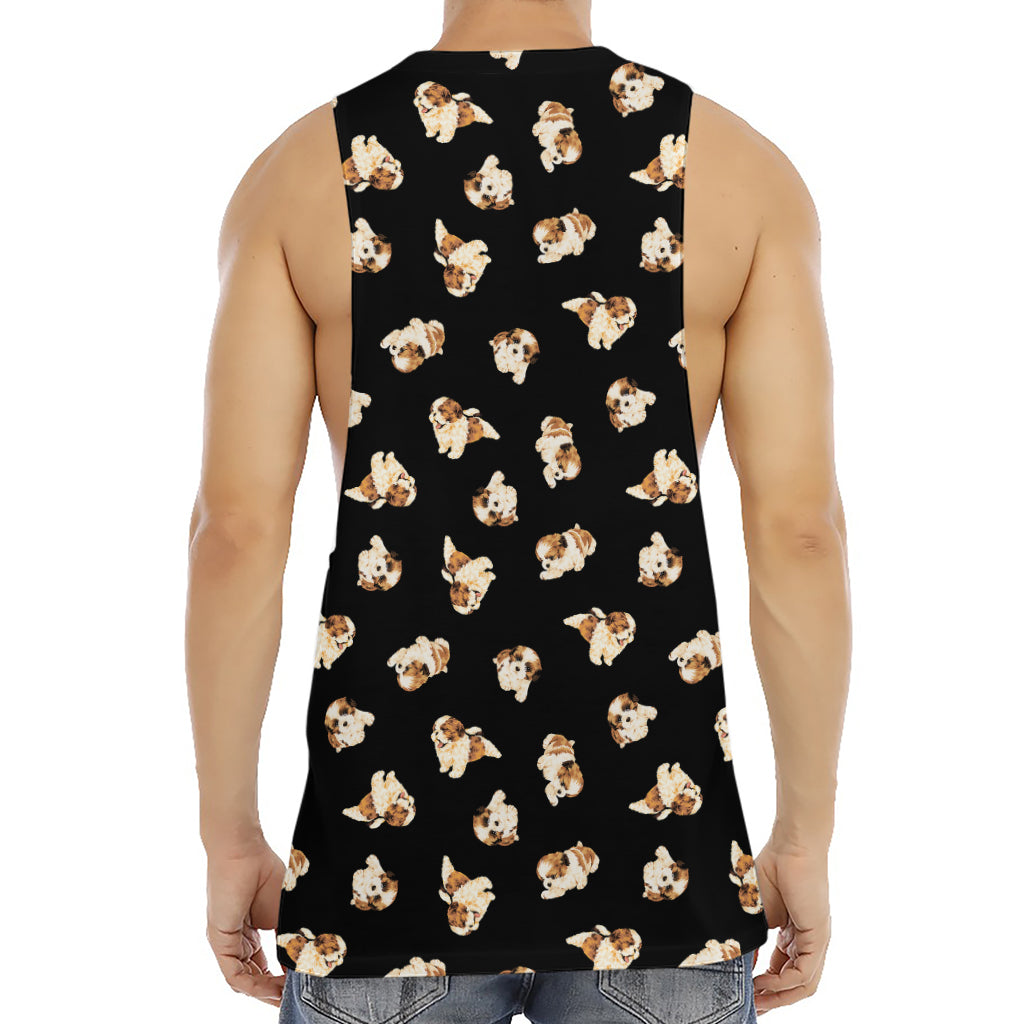 Shih Tzu Puppy Pattern Print Men's Muscle Tank Top