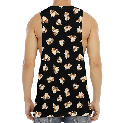 Shih Tzu Puppy Pattern Print Men's Muscle Tank Top