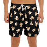 Shih Tzu Puppy Pattern Print Men's Split Running Shorts