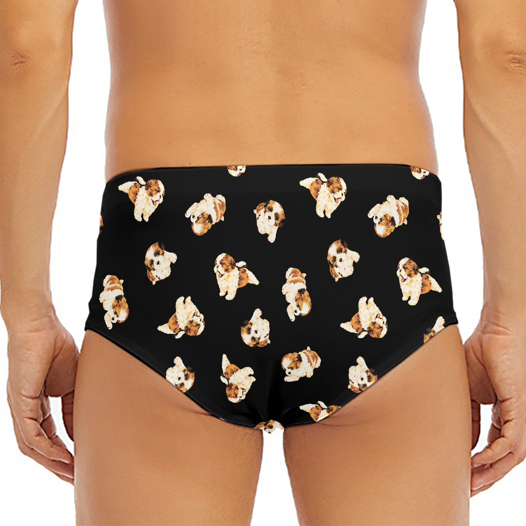 Shih Tzu Puppy Pattern Print Men's Triangle Swim Briefs