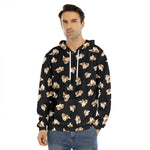Shih Tzu Puppy Pattern Print Men's Velvet Pullover Hoodie