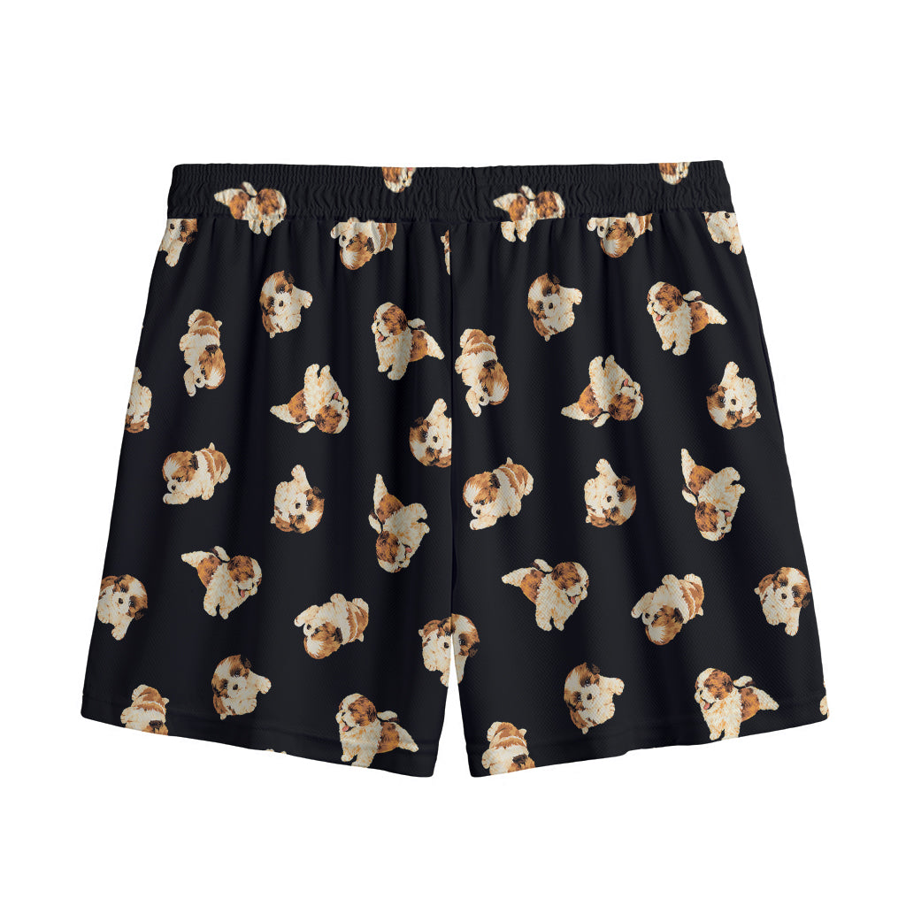 Shih Tzu Puppy Pattern Print Mesh Shorts