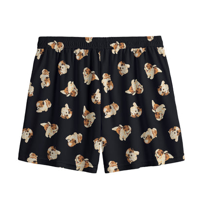 Shih Tzu Puppy Pattern Print Mesh Shorts