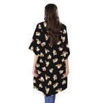 Shih Tzu Puppy Pattern Print Open Front Beach Cover Up