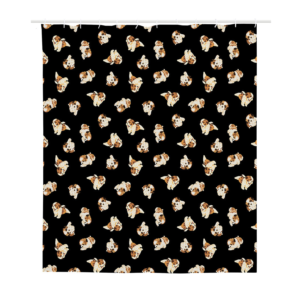 Shih Tzu Puppy Pattern Print Polyester Shower Curtain
